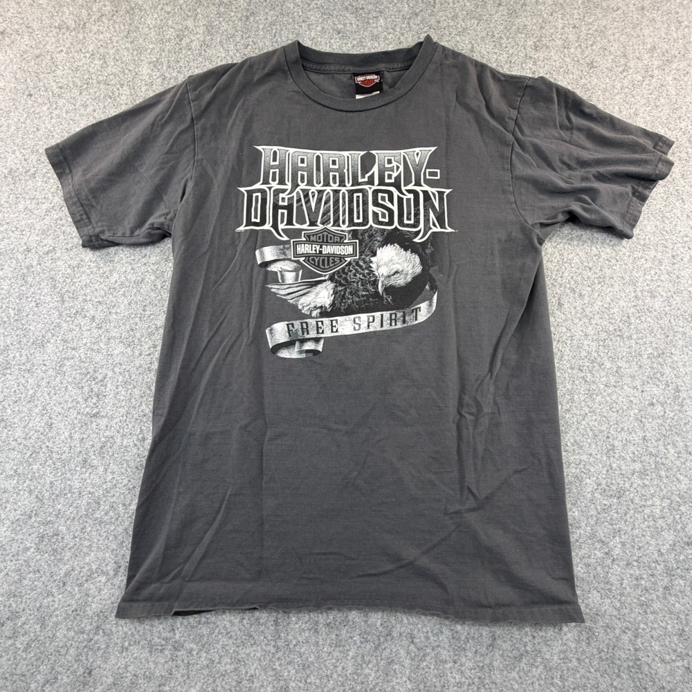 Harley Davidson Free Spirit Eagle T-Shirt Mens Large Wyoming Biker Tee USA Made